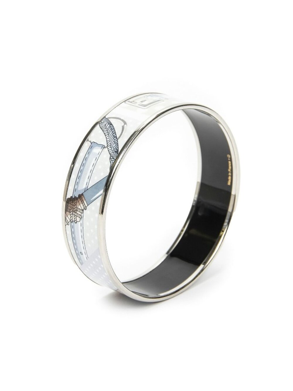Hermes Enamel Bangle Light Blue Silver Plating Bracelet